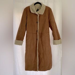 Fjall vegan warm size large brown coat with faux sheepskin